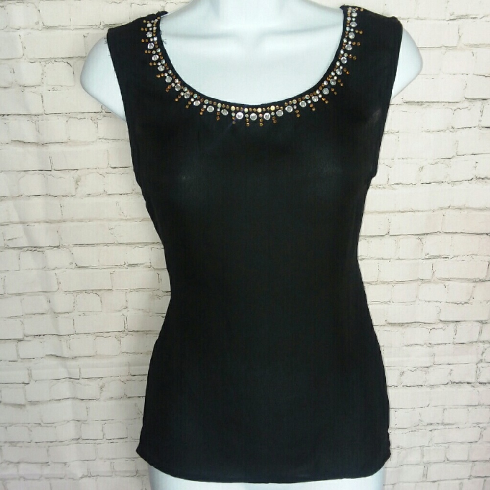 MARINEBLU black peplum gold lace back blouse